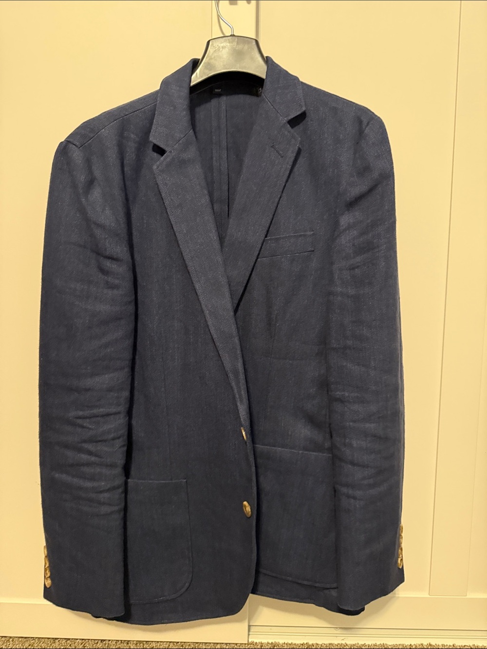 Navy Men's Blazer - Classic Single-Breasted Style linen jacket Navy